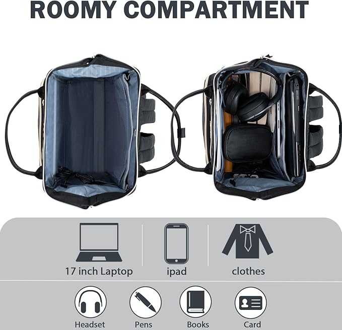 KROSER Laptop Backpack 17" Stylish Backpack Water Repellent College Casual Daypack with USB Port Travel Business Work Bag for Men/Women-Quilted | Water Repellent, College, Casual Daypack, USB Port, Travel, Business