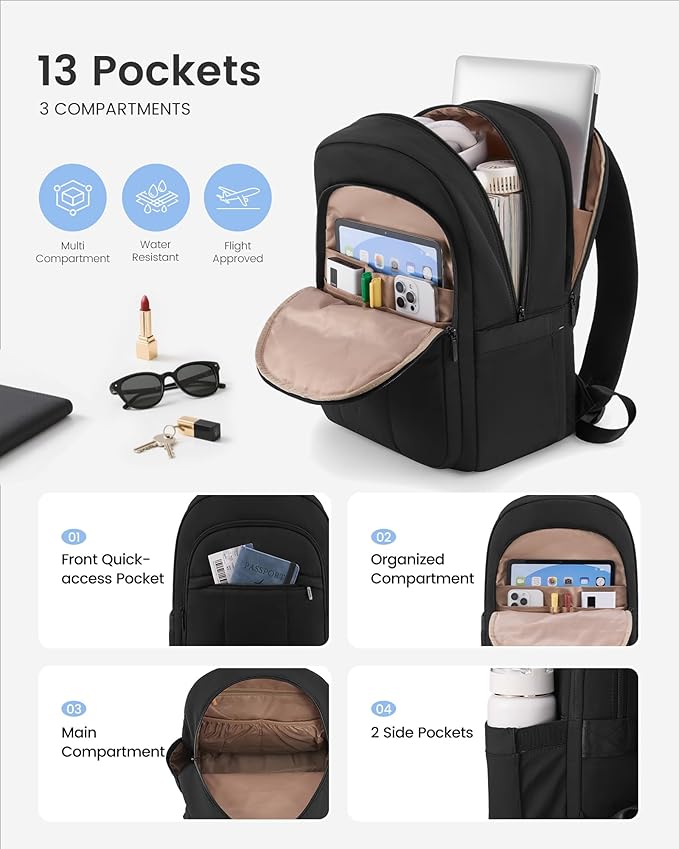 LOVEVOOK Laptop Backpack for Women, Puffer Travel Bag Fits 15.6 Inch Laptop, Lightweight Work Daypack for Teacher Nurse, Water-resistant College Bookbag, Ivory