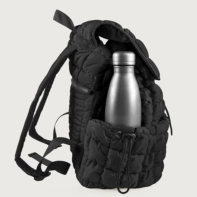 CONTAIL 18L Quilted Puffer Backpack for Women,Lightweight Puffy Hiker Pack,Black