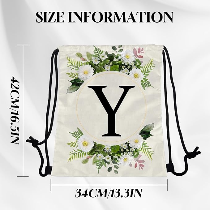 Initial Letter Drawstring Backpack String Sports Gym Bags Waterproof Sackpack Cute for Men Women Beach (13"×17") (Letter-Y)