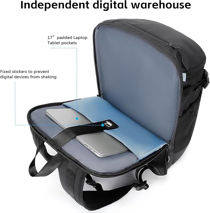 Travel Backpack for Men,Water Ressistant 17.3 Inches Laptop Backpack Lightweight Sports Casual Backpack for Travel/Commuter/Outdoor,Black
