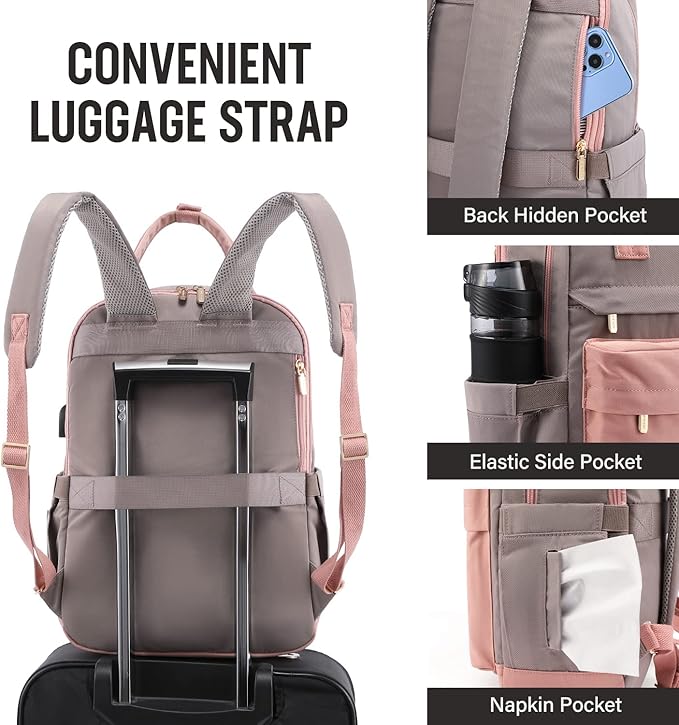 LOVEVOOK Backpack purse for Women, 15 Inch Laptop backpack Cute Waterproof Backpacks Stylish Travel Bags Vintage Daypacks for College Work Party