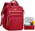 Lunch Backpack, 15.6 inch Laptop Backpack with Insulated Lunch Bag, Backpack Cooler for Women, Large Travel Backpack Lunch Box Compartment, Work Computer Backpack, Teacher College Book Bag, Red