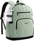 LOVEVOOK Laptop Backpack for Women with Giant Tumbler Holder Pocket,17 Inch Puffer Travel College Work Backpack Purse for Teacher Nurse,Casual Laptop Bag Computer Back Pack Daypack,Mint Green-Black