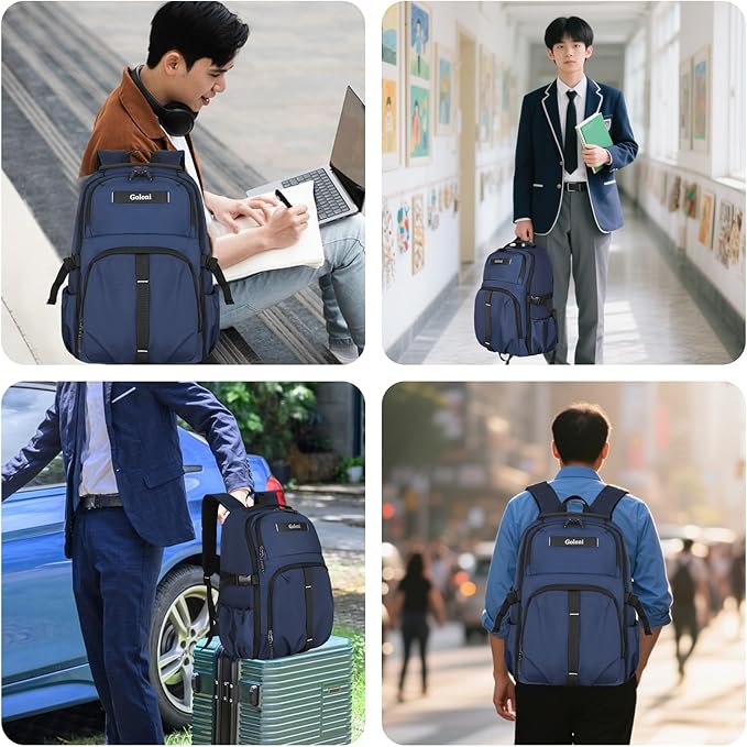 Goloni Airline Approved Travel Backpack 35L - Under Seat Carry On, Water Resistant 15.6 Inch Laptop Compartment for Men Women Work Travel,Blue