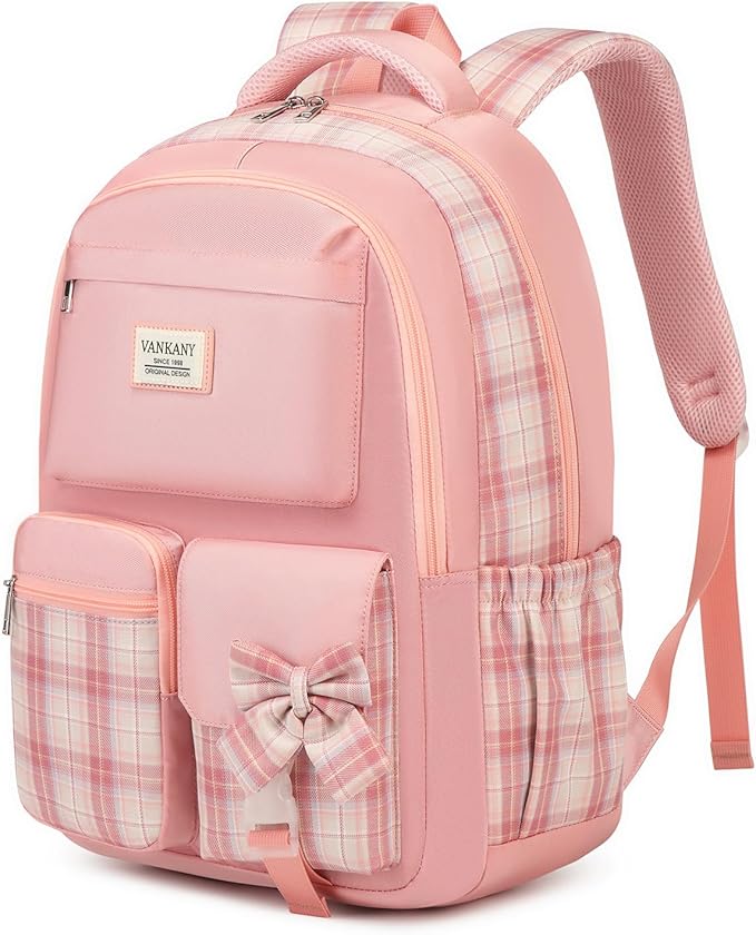 School Backpack for Girls, Cute Bookbag with Laptop Compartment for Teens College Student Mochilas Escolares para Niñas (Pink)