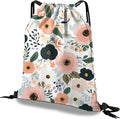 Drawstring Backpack Draw String Bag Waterproof for Sports Gym Beach Travel Cute Aesthetic Sackpack Men Women (13"×17")-Floral