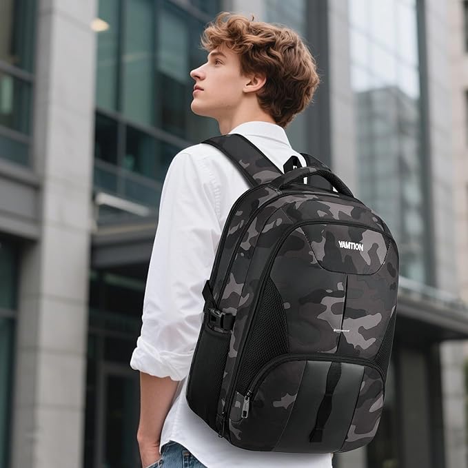 YAMTION School Backpack for Teen Boys Men,17.3 Inch Laptop Bookbag for High School College Students Work Office Business Travel