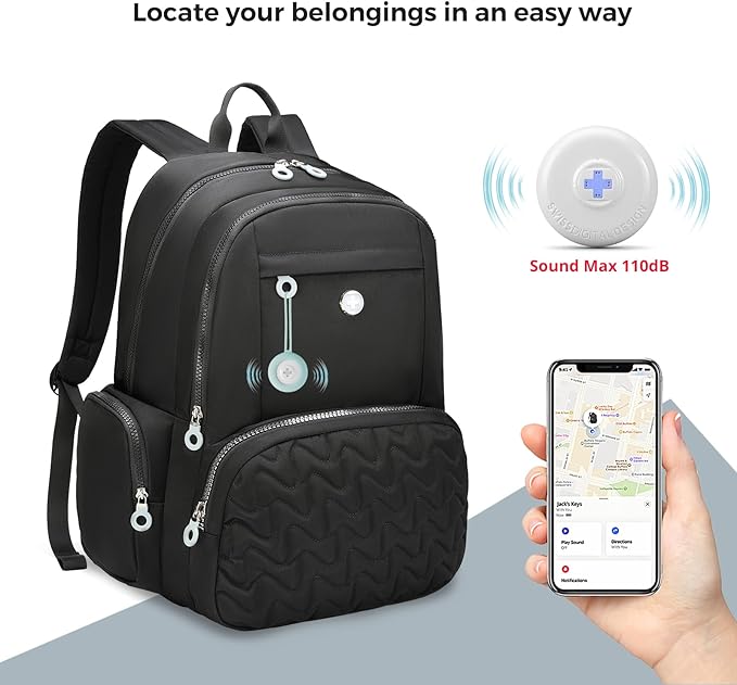 Swissdigital Design Backpack for Women, Medium Black Backpack with Finder, 15.6 inch Laptop Modern Backpacks with USB Charging Port and Finder – Finder Color Random | SD17119507F-01