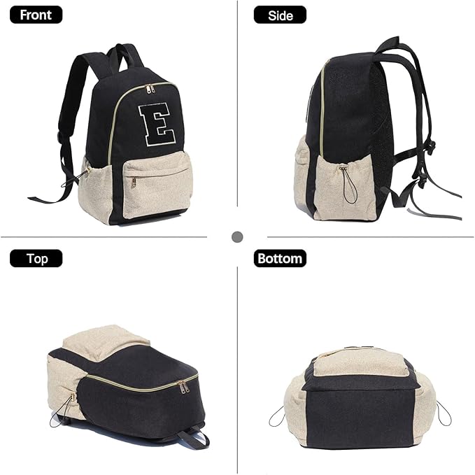 ESVAN Personalized Gifts Backpack Canvas Linen Nylon 17 inch Laptop Bag for Women Casual College