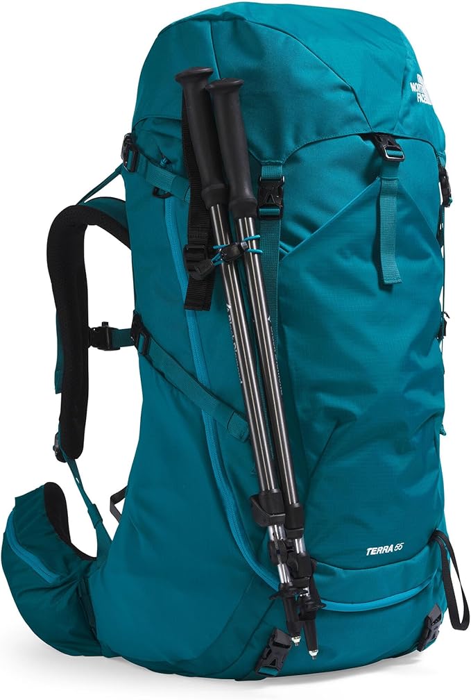 The North Face Women's Terra 55 Backpack - Hiking Pack, Women-Specific Fit, Cinch-Top Opening, Pole & Ice Axe Attachments, Blue Moss/Sapphire Slate-NPF, X-Small/Small