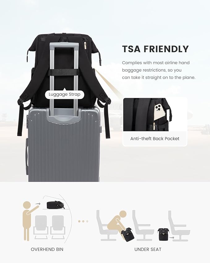 LOVEVOOK Laptop Backpack for Women, 15.6 Inch Work Laptop Bag with USB Port, Fashion Teacher Nurse Backpack Purse, Waterproof Travel Computer Backpack with Organizer Bag, 2PCS, Beige-Black