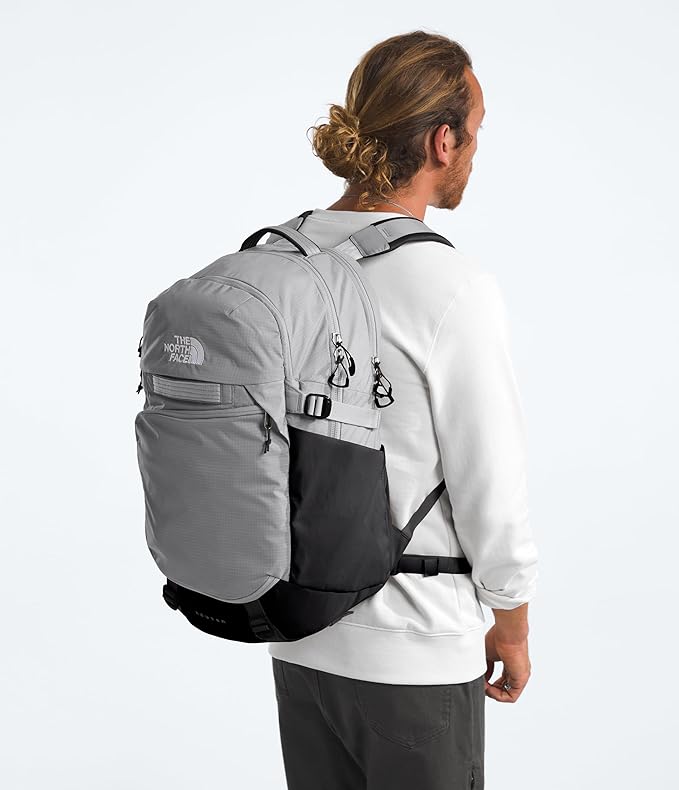 The North Face Router Everyday Laptop Backpack - Daypack, Water Repellent, Laptop Sleeve, Reflective Details, Meld Grey/TNF Black-NPF, One Size