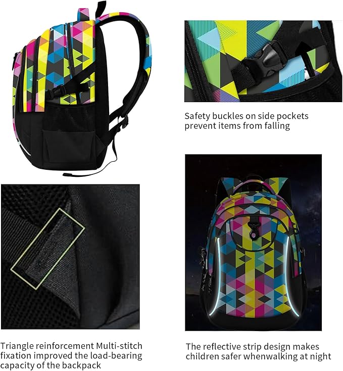 rickyh style School Backpack Travel Bag for Men & Women Lightweight College Back Pack with Laptop Compartmen (23SANJIAO)