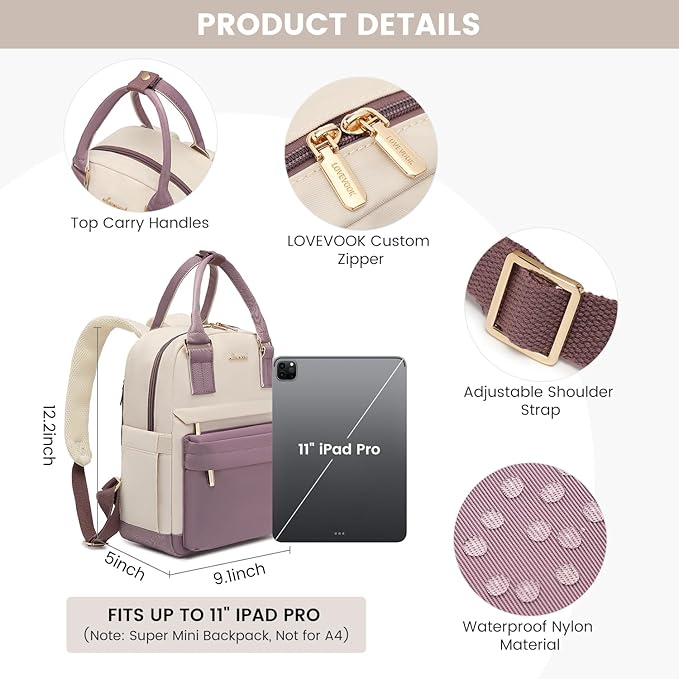 LOVEVOOK Mini Backpack for Women Stylish Waterproof Backpack Purse with USB Port, Cute Daypack for College Travel Party