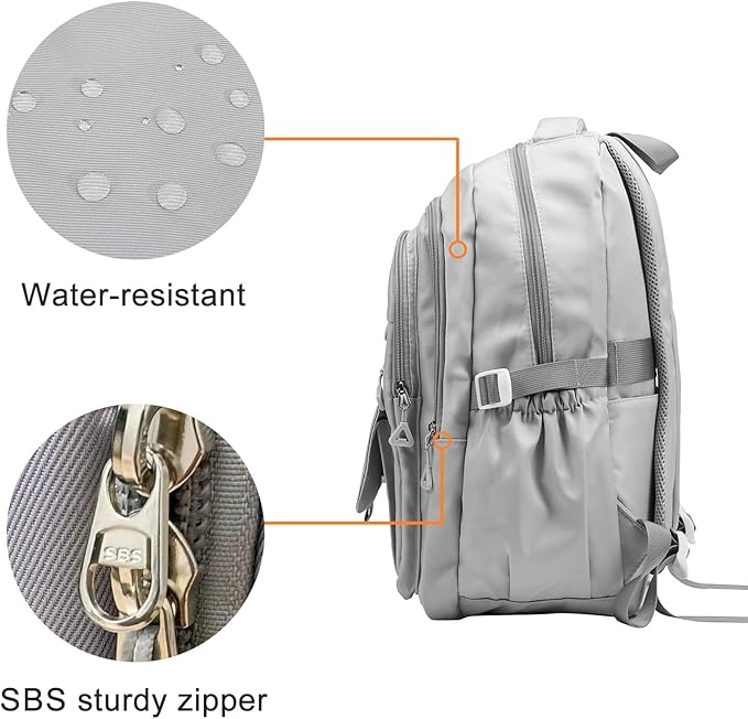 Phaoullzon Teen Girls School Backpack with Lunch Box for Boys, College Aesthetic Laptop Bookbag for Women,Grey