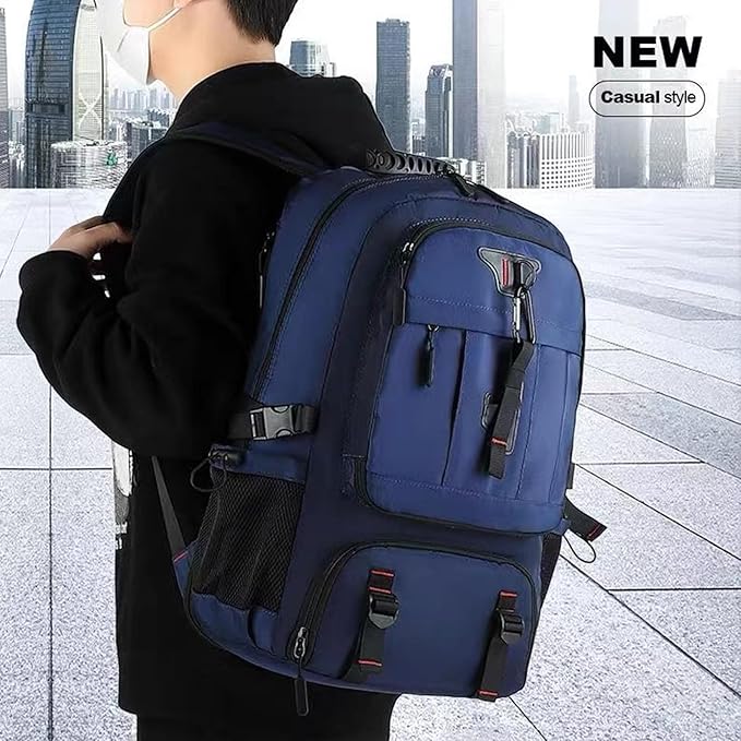 DUSLANG Travel laptop backpack, Extra Large 60L Traveling College Backpack,Large Capacity Backpack for Men Women,Fits 17 Inch Computer, USB Charging Port, Blue