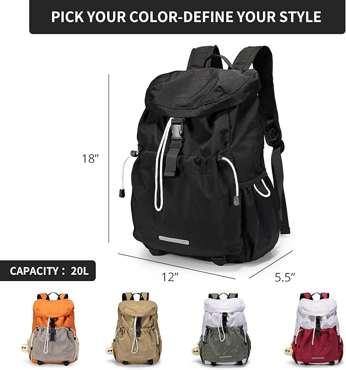 Drawstring Backpack for Teen Girls Boys, Work College Travel 17 Inch Laptop Backpack, Cute Back to School Bookbag, Casual Daypack for Middle High School University Daily Use Gym