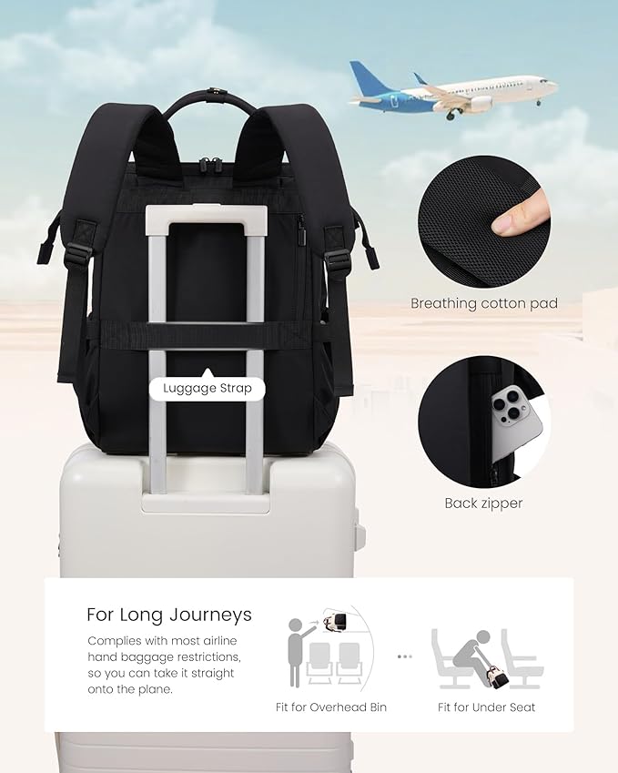 LOVEVOOK Laptop Backpack for Women, 17.3 inch Work Travel Backpack Purse, Puffer Quilted Laptop Backpack Casual Daypack for Nurse Teacher，Black