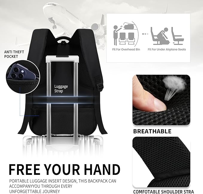 Black Backpack for Men, School Backpack for Boys Teens, 15.6 Inch Laptop backpack with Reinforced Straps for College High Middle School Work Business Book Bag, boys backpack, Bookbag