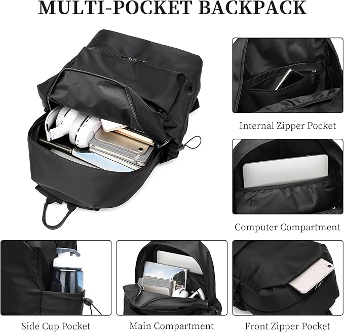 seyfocnia Gym Backpack for Men,Waterproof Travel Backpack With Shoe Compartment Lightweight Sports Gym Bag Casual Daypack-Black