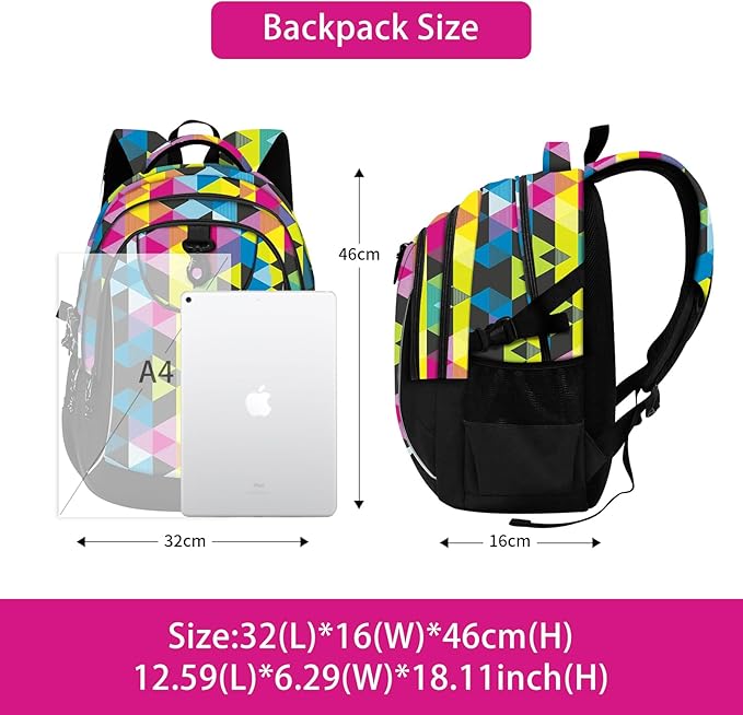 rickyh style School Backpack Travel Bag for Men & Women Lightweight College Back Pack with Laptop Compartmen (23SANJIAO)