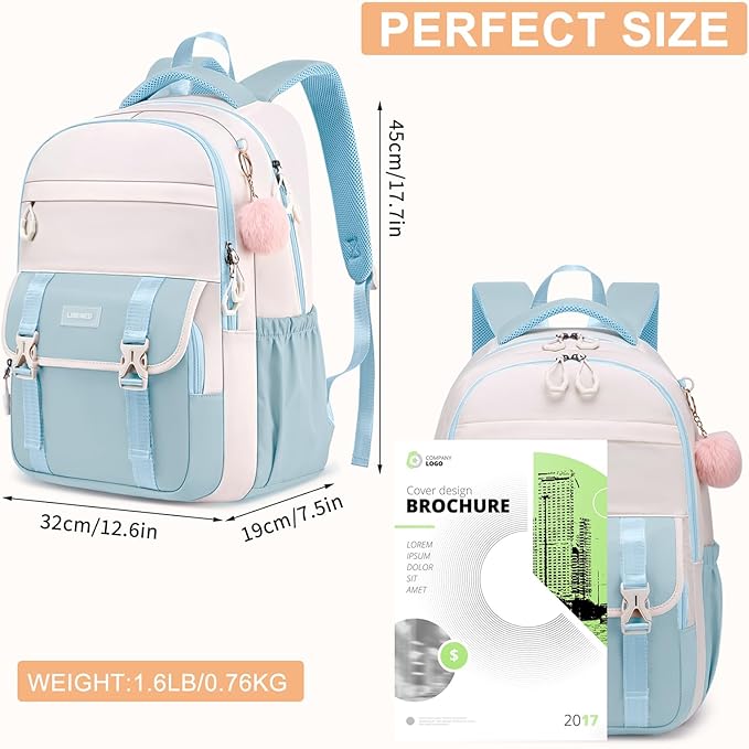 Big Student Laptop Backpack for Teen Girls & College Women - Large High School Bookbag, Ergonomic Travel Daypack, Water-Resistant, Sturdy School Bag