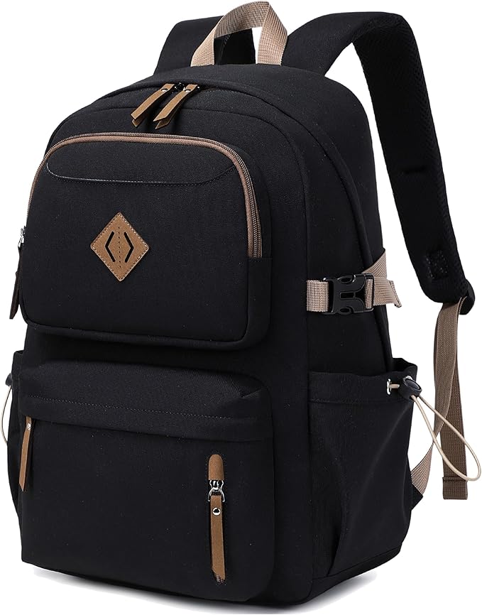 AO ALI VICTORY laptop backpack 15.6 inch anti theft travel backpacks for men and women large college bookbag work business daypack middle high school bag for girls boys teens students black