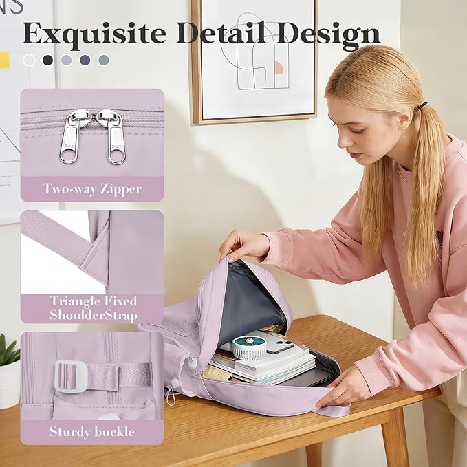Simple School Backpack For Women,Lightweight College Backpack,High School Bag For Teens Boys Girls,Casual daypack Small Travel Backpacks Men Kawaii Bookbag(Purple)