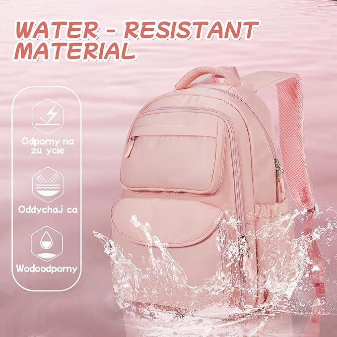 Cute Backpack For School Teens Girls, Aesthetic Kids Elementary School Backpacks, Waterproof Middle Students Bookbag, Large Capacity Backpack For College Women Men (Pink)