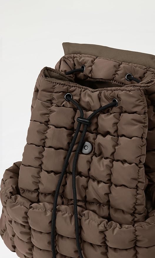 ODODOS Quilted Backpack 2.0 for Women Lightweight Puffer Hiker Pack Drawstring Padding Travel Gym Bag, Dark Brown