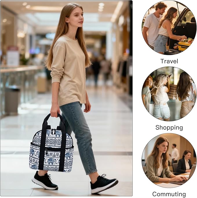 Women’s Backpack Purse Medium Size with Trolley Sleeve, Adjustable Strap/Top Handle, Water Resistant Travel Daypack, Elephant