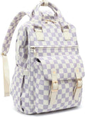 Laptop Backpacks for Women, Corduroy High School College Bookbag 15.6 Inch Laptop Bags for Girls Travel Daypack - Checkered Purple