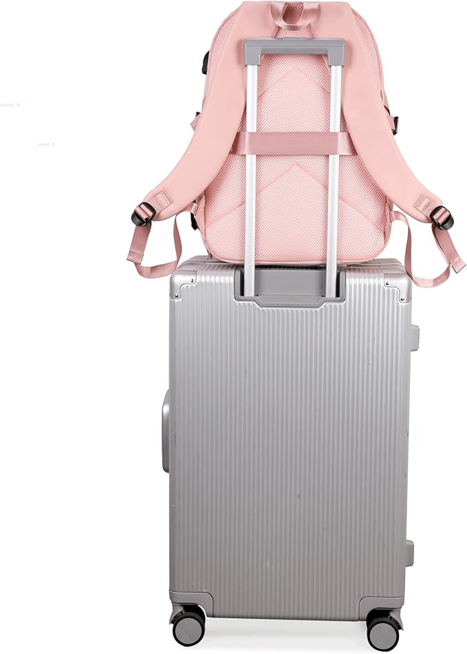 Joymoze Women Fashion Travel Backpack Set Roomy Laptop Rucksack Set Casual Daypack for Girl Pink