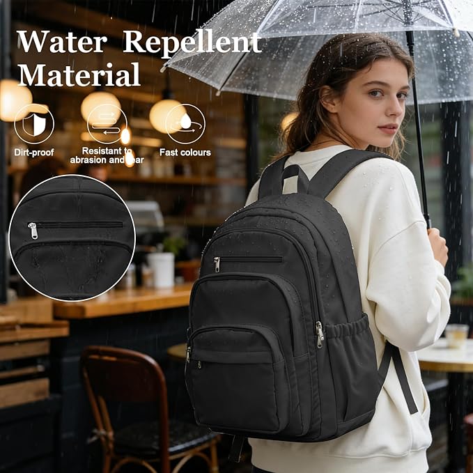 Black College Backpack For Women Men,Lightweight High School Bag,School Backpack With Lots Of Pockets,Cute Bookbag For Teens Boys Girls,Casual Daypack Backpack For School