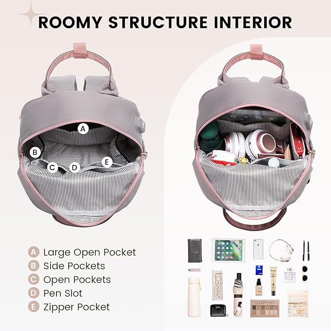 LOVEVOOK Mini Backpack for Women Stylish Waterproof Backpack Purse with USB Port, Cute Bookbag for College School Travel