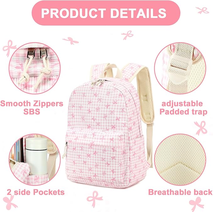 LEDAOU Backpack for Girls Kids Backpack with Lunch Box Preschool Kindergarten Elementary BookBag Primary School Bag Set