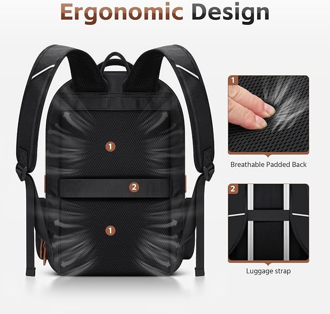 RealCool Laptop Backpack, 31L Travel Backpacks Gift for Women Men, Fits up to 15.6-17 Inch,Water Resistant College Bookbag, for School Business Trip (Beige-Black)