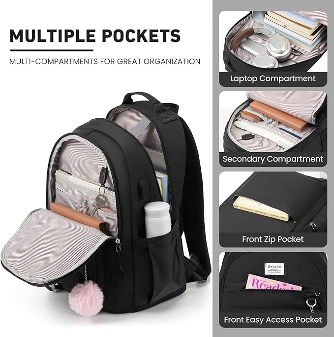 School Backpack for Teen Girls, 15.6 Inch College Backpack Elementary Middle High School Bag Large Cute Bookbags, Lightweight Laptop Backpacks Casual Daypack Kids Book Bag for Women Students