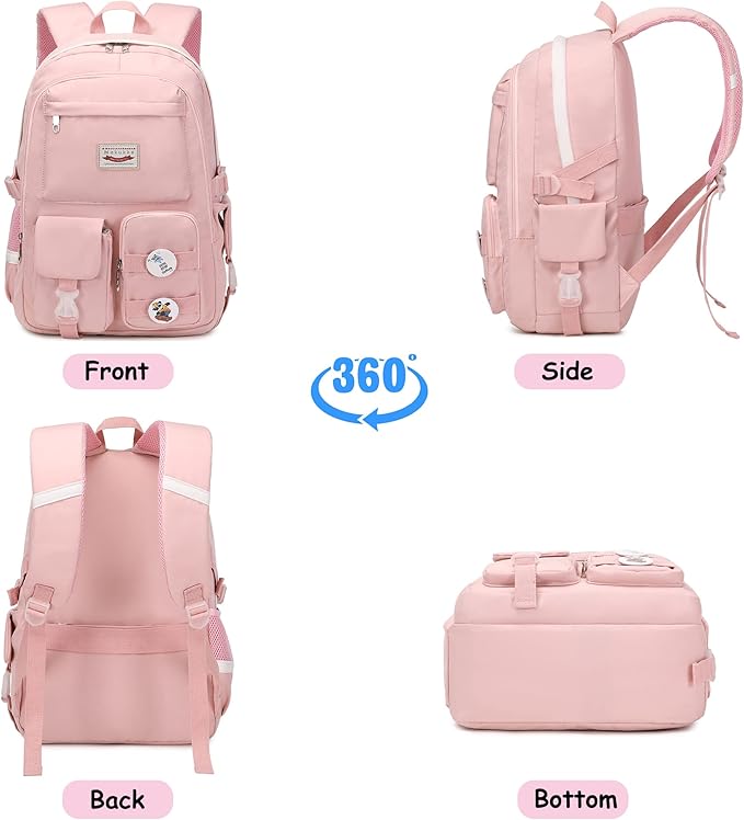 Makukke School Backpacks for Teen Girls - Laptop Backpacks 15.6 Inch College Cute Bookbag Anti Theft Women Casual Daypack,Pink Backpack