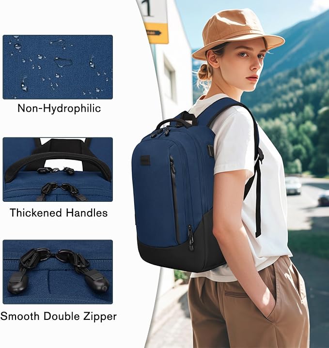 Goloni Multi-functional Travel Backpack, Large Capacity for Men Women Waterproof Business Work Bag, College Laptop Backpack with USB Charging Port, Suitable for 17-inch Computers
