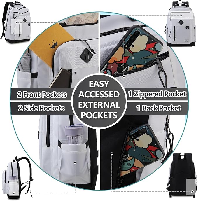 VX VONXURY Backpack for Men Women,Lightweight Girls Boys Bookbag with Mulitiple Pockets,Classical Water Resistant School Daypack