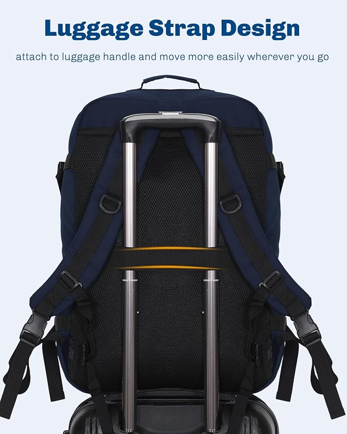 Hynes Eagle Carry on Backpack 38L Large Travel Backpack for Women Flight Approved Weekender Bag Laptop Backpack Men 15 inches Dark Blue