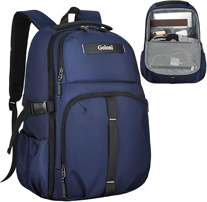 Goloni Airline Approved Travel Backpack 35L - Under Seat Carry On, Water Resistant 15.6 Inch Laptop Compartment for Men Women Work Travel,Blue