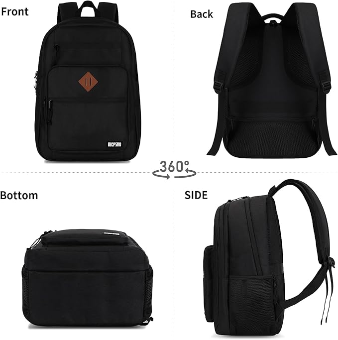 Black Backpack for Men, School Backpack for Boys Teens, 15.6 Inch Laptop backpack with Reinforced Straps for College High Middle School Work Business Book Bag, boys backpack, Bookbag