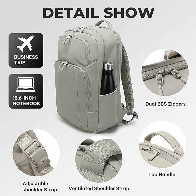 BANGE Travel Backpack With 15.6 Inch Laptop Compartment, FAA Flight Approved Weekender Bag Carry on Backpack, Waterproof Business Work Daypack for Men and Women