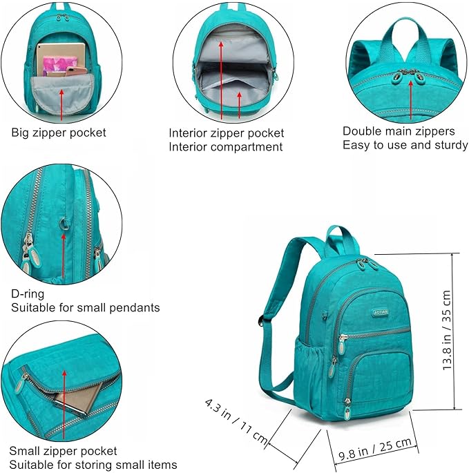 AOTIAN Small Size Backpack, Durable Lightweight Daypack for Women Girls & Boys Hiking Travel Sports, Lake Blue
