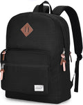 RAVUO Black School Backpack for Men Women | Classic College Bookbag for 15.6inch Laptop, Water Resistant Casual Daypack Schoolbag for Travel, Work