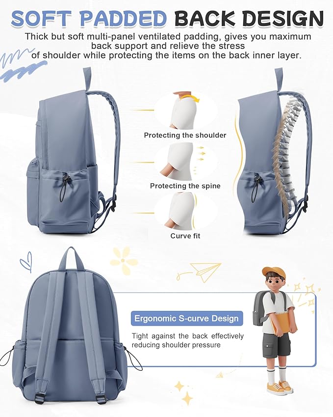 BJLFS Dark Blue Backpack for School Women Girls, Waterproof Bookbag Cute High School Backpackss for Men Teen Boys, Lightweight Travel College Backpack Mochilas Escolares para Casual Daypack Rucksack