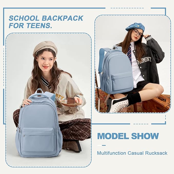 Lightweight Backpack for Women Men Laptop Travel Work Casual Daypack College Bags Cute Aesthetic Travel Backpack Casual Personal item Bag Blue